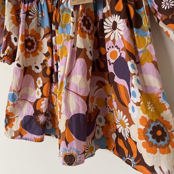 Next Floral Retro Collared 60s 70s Vintage Style Dress 12-18 New With Tags - Picture 7 of 9